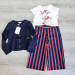 conjunto de menina de 3 peças de pantalonas curtas