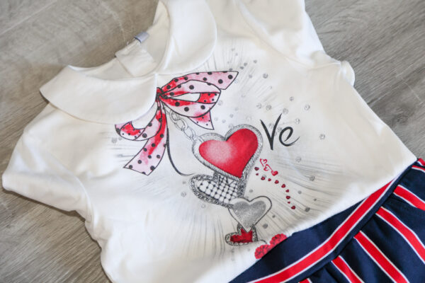 conjunto de menina de 3 peças de pantalonas curtas