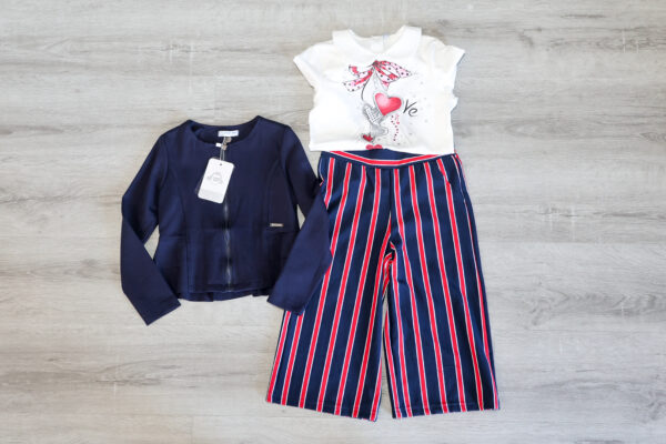 conjunto de menina de 3 peças de pantalonas curtas