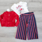 conjunto de menina de 3 peças de pantalonas curtas