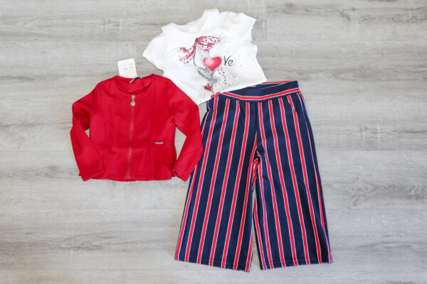 conjunto de menina de 3 peças de pantalonas curtas