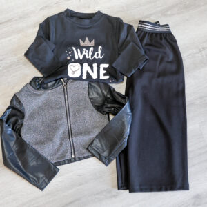 conjunto de menina em tons de prateado